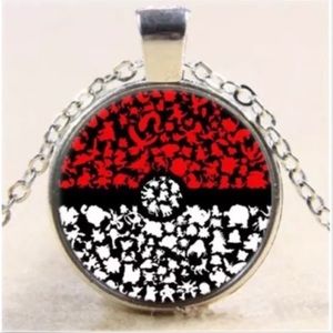 Pokemon Pokeball Silver Glass Cabochon Necklace